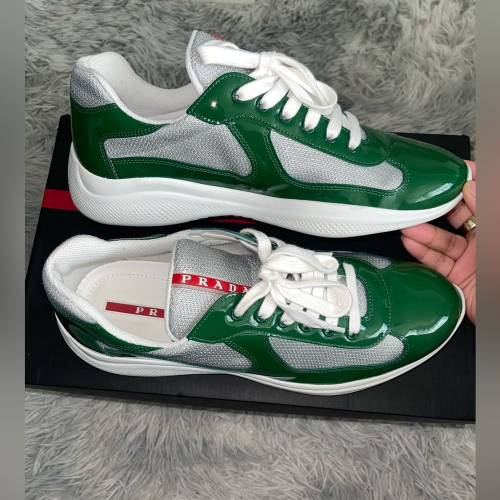 Patent leather and technical fabric Prada America's Cup sneakers